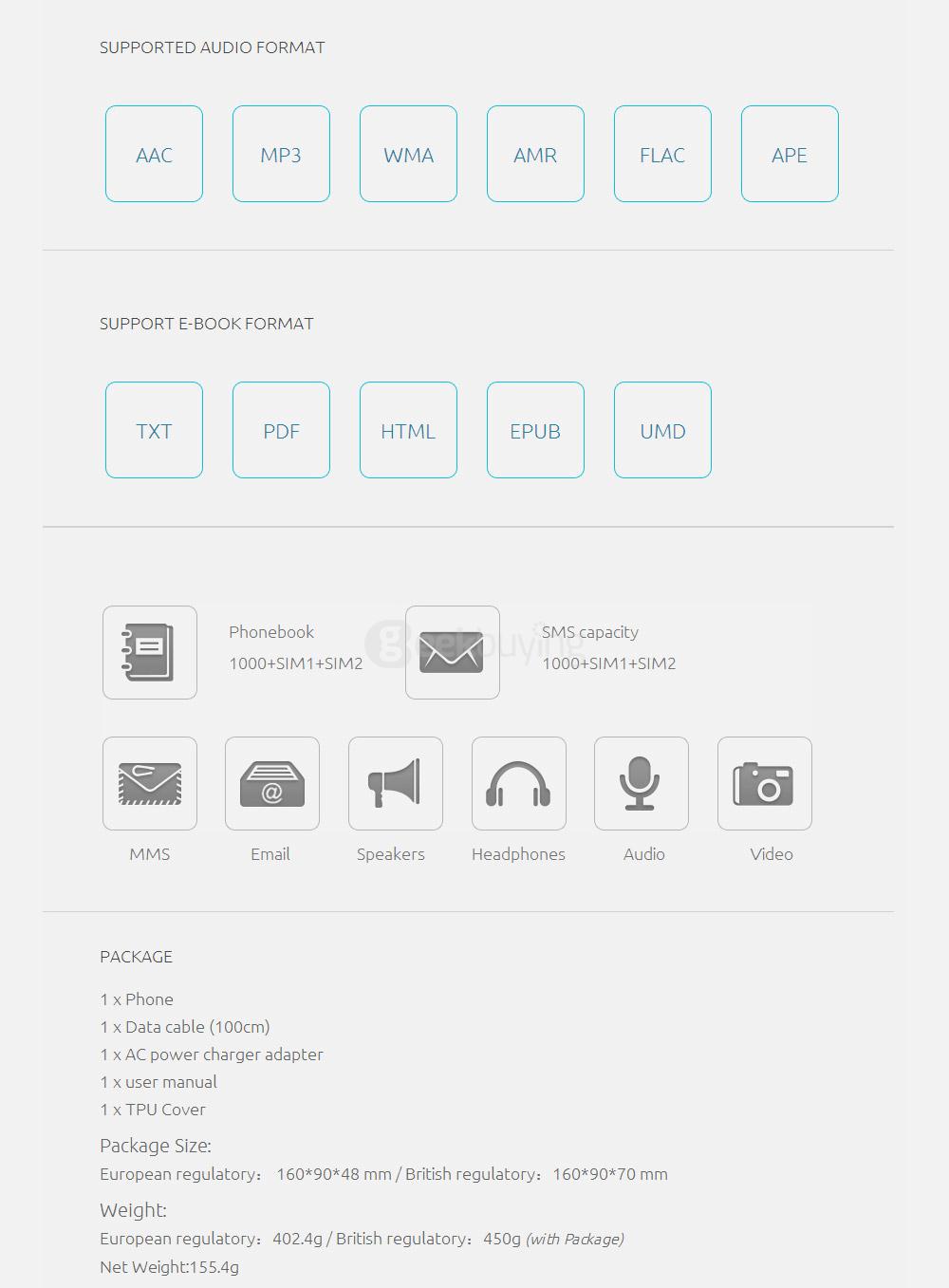 [HK Stock]CUBOT RAINBOW2 5.0 Inch HD Screen MT6580A Quad Core 1.3GHz 1GB RAM 16GB ROM Android 7.0 Smartphone 2.5D Curved Display Rear Dual Cameras -  White