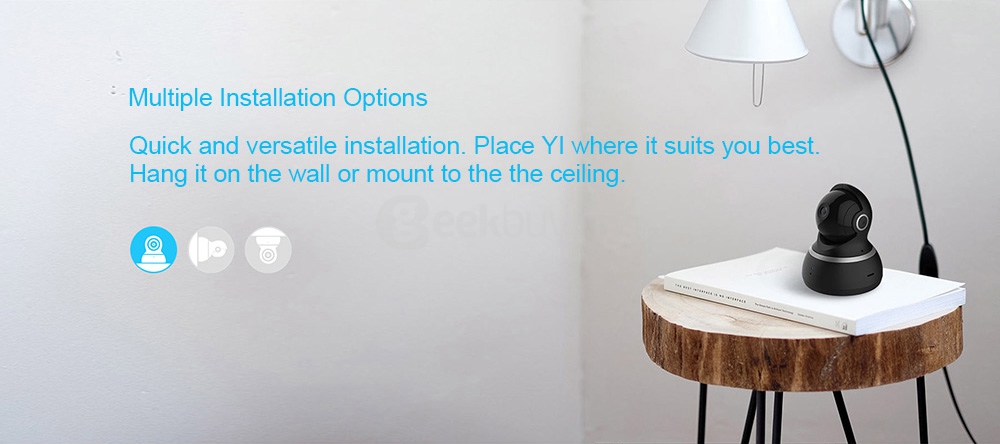 [HK Stock] Original Xiaoyi YI 1080p Dome Camera Home Security System WiFi IP Camera 360 Degree Rotation Night Vision Motion Detection Two-way - Black(EU Plug)