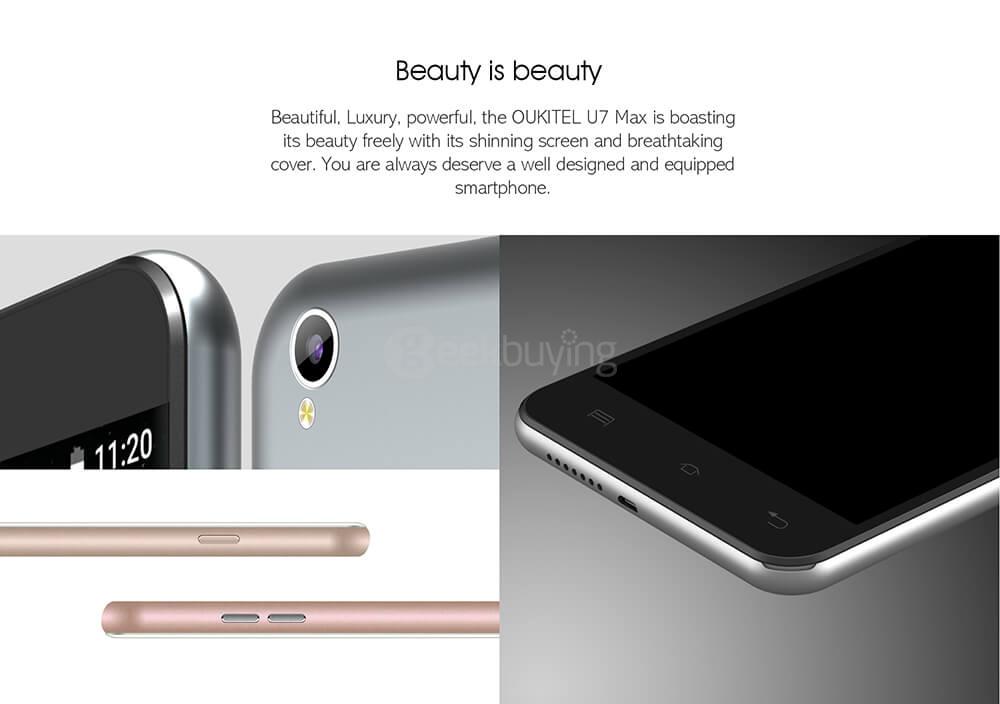 [HK Stock]Oukitel U7 MAX 5.5 Inch Smartphone Android 6.0 MT6580A Quad Core 1.3GHz 1GB RAM 8GB ROM 8.0MP Camera - Gold