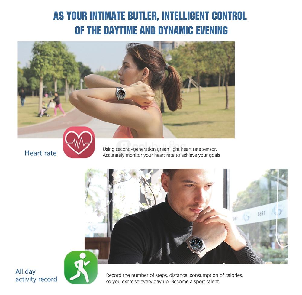 No.1 S9  NFC Smart Watch with Leather Strap MTK2502C Bluetooth4.0 Heart Rate Monitor Pedometer Sedentary Reminder 380mAh Battery - Brown