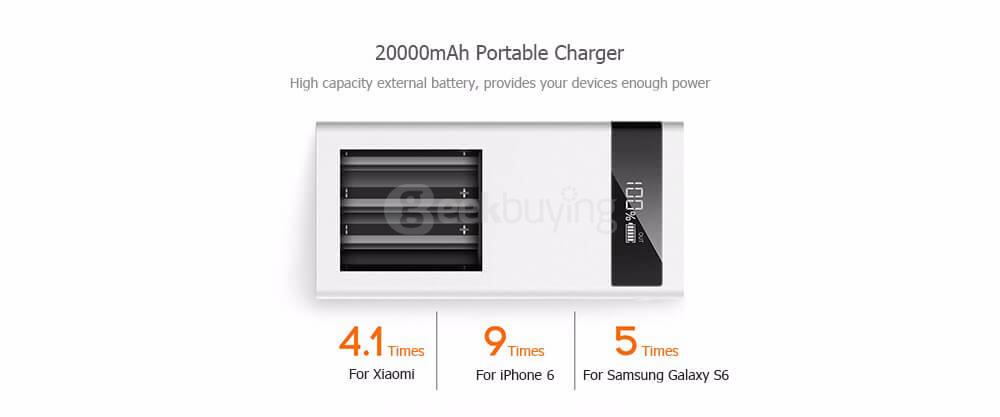 Teclast T200CE 20000mAh 4 Output 8 Pin Digital Display Micro USB Power Bank