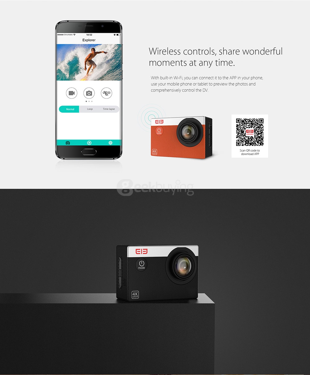 [HK Stock]Elephone ELE Explorer S 4K Action Camera 2.0