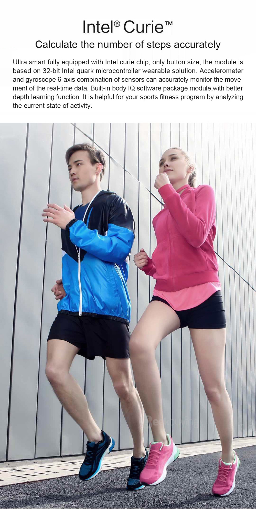 Xiaomi Mi 90 Minutes Ultra Smart Lightweight Running Shoes With Intel Curie Chip for Women - Pink /Size 37