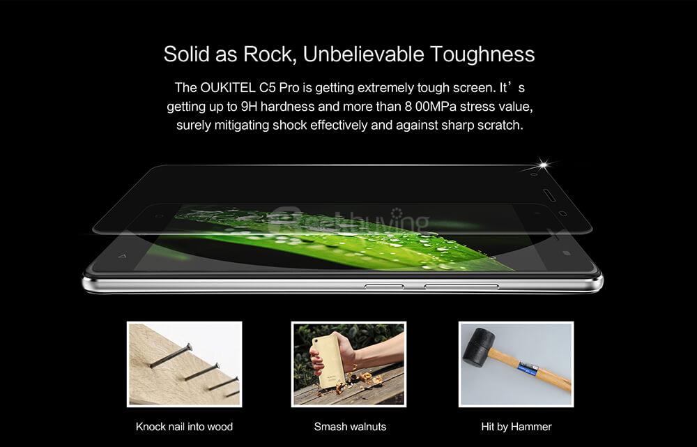 [HK Stock]OUKITEL C5 Pro 5.0 Inch HD Screen 2GB RAM 16GB ROM 5.0MP Cam MT6737 Quad core Android 6.0 4G LTE Smartphone 2000mAh Quick Gestures  - White
