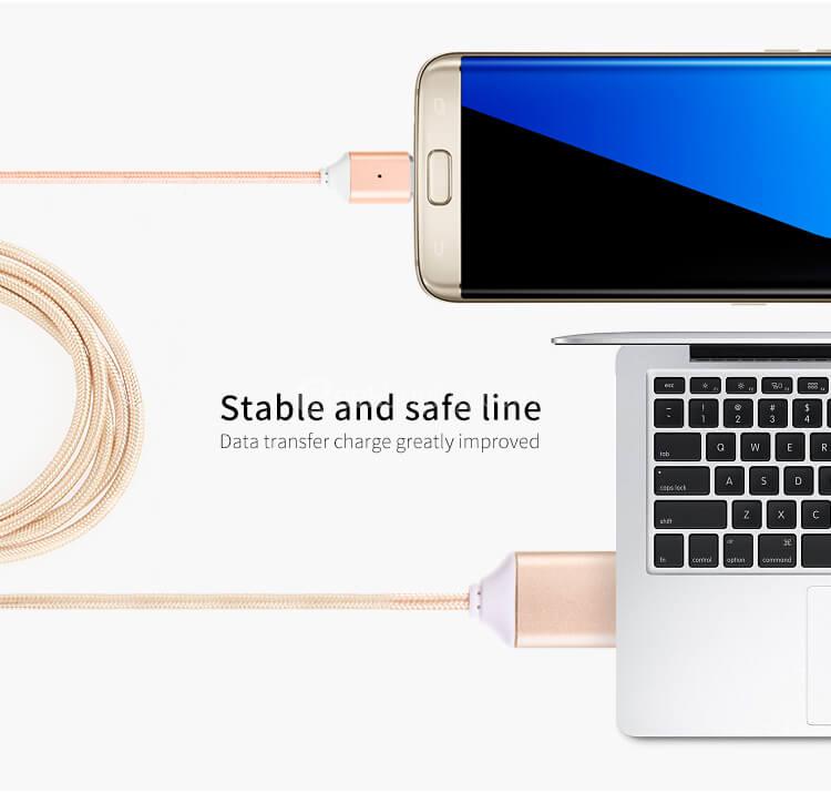 POFAN P11 Data Transmission Micro USB Magetic Transmission Charging Line Cable Data Line - Gold