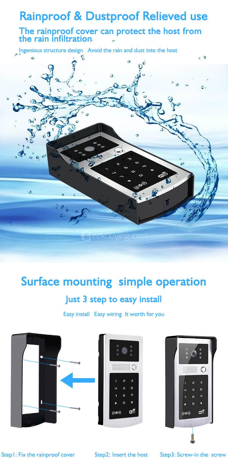 XSL-A8 Smart Video Door Phone Intercom 720P Wifi Doorbell with RFID