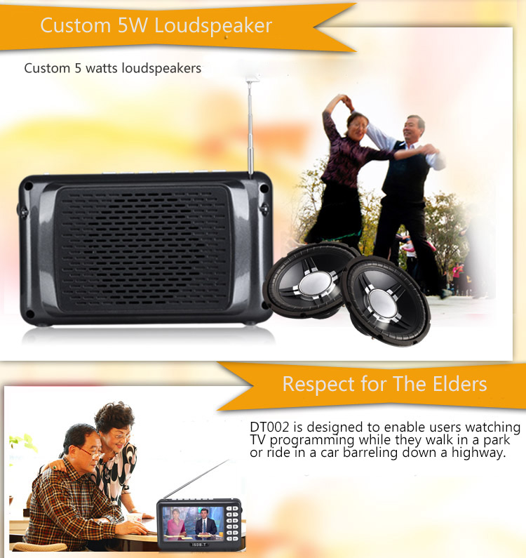 DT002 ISDB-T 800*480P Full-seg Mobile Digital TV Support FM Radio