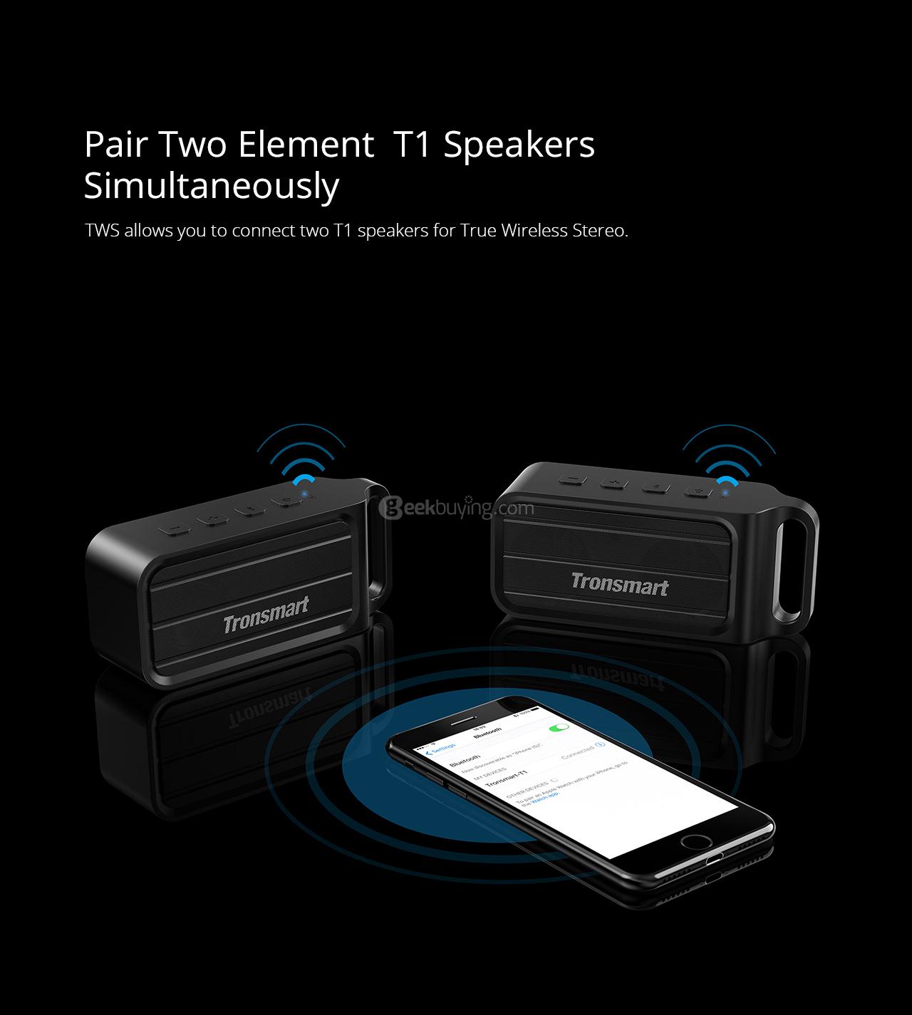 Tronsmart Element T1 Portable Bluetooth 4.2 Speaker - Black