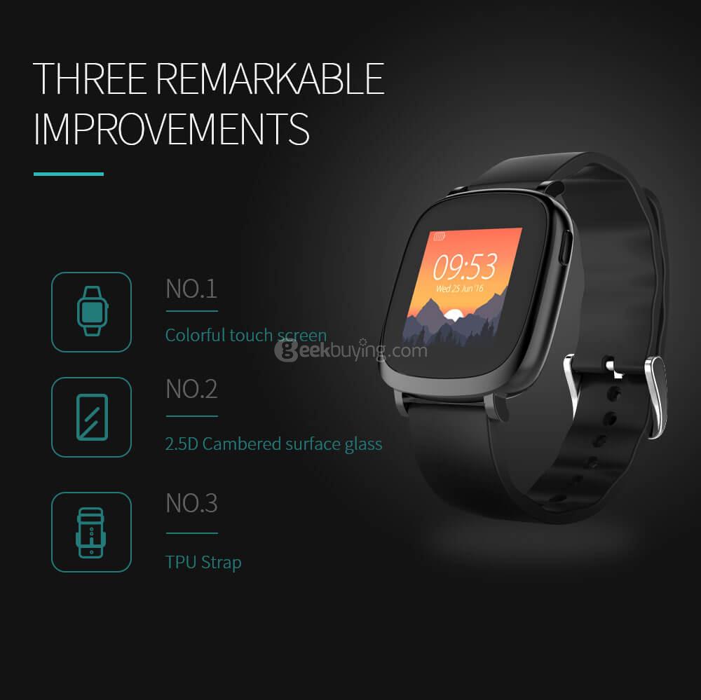 Makibes 42A Smartband Dynamic Heart Rate Monitor IP65 Water Resistant Call Reminder Full color TFT-LCD Screen Bluetooth Compatible with IOS Android - Black