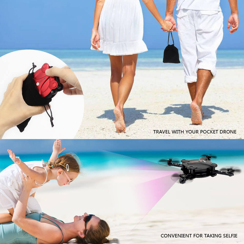 FQ777 FQ17W WIFI FPV Foldable Pocket Drone With 0.3MP Camera Altitude Hold Mode RC Quadcopter RTF - Red