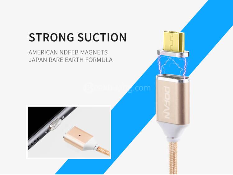 POFAN P11 Data Transmission Micro USB Magetic Transmission Charging Line Cable Data Line - Gold