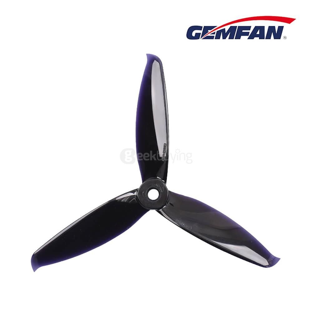 Gemfan 5152 5.1 X 5.2 3-Blade Propeller 5.0mm Mounting Hole for Racing Quadcopter (2CW & 2CCW) - Black