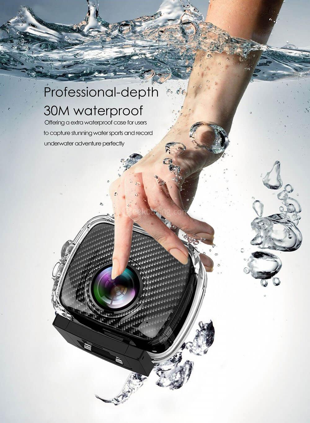 Magicsee P3 360 Degree Panoramic Dual Lens Action Camera 30M Waterproof 16MP FHD VR Camera - Black
