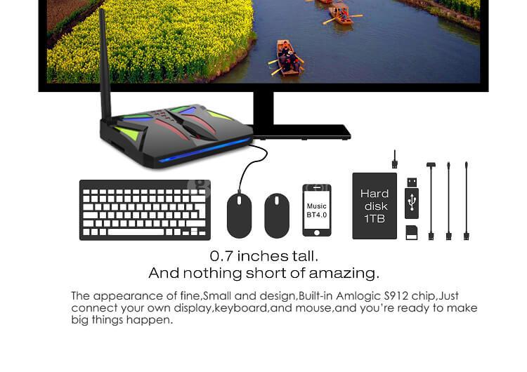 M92S VBOX Android 7.1.1 4K HDR TV BOX Amlogic S912 2G/16G 802.11AC WIFI 1000M LAN Bluetooth HDMI CEC