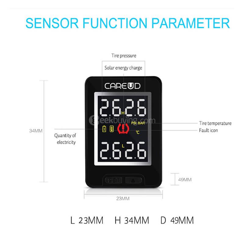CAREUD U912NF Wireless TPMS Tire Pressure Monitor System Internal Sensors  - Black