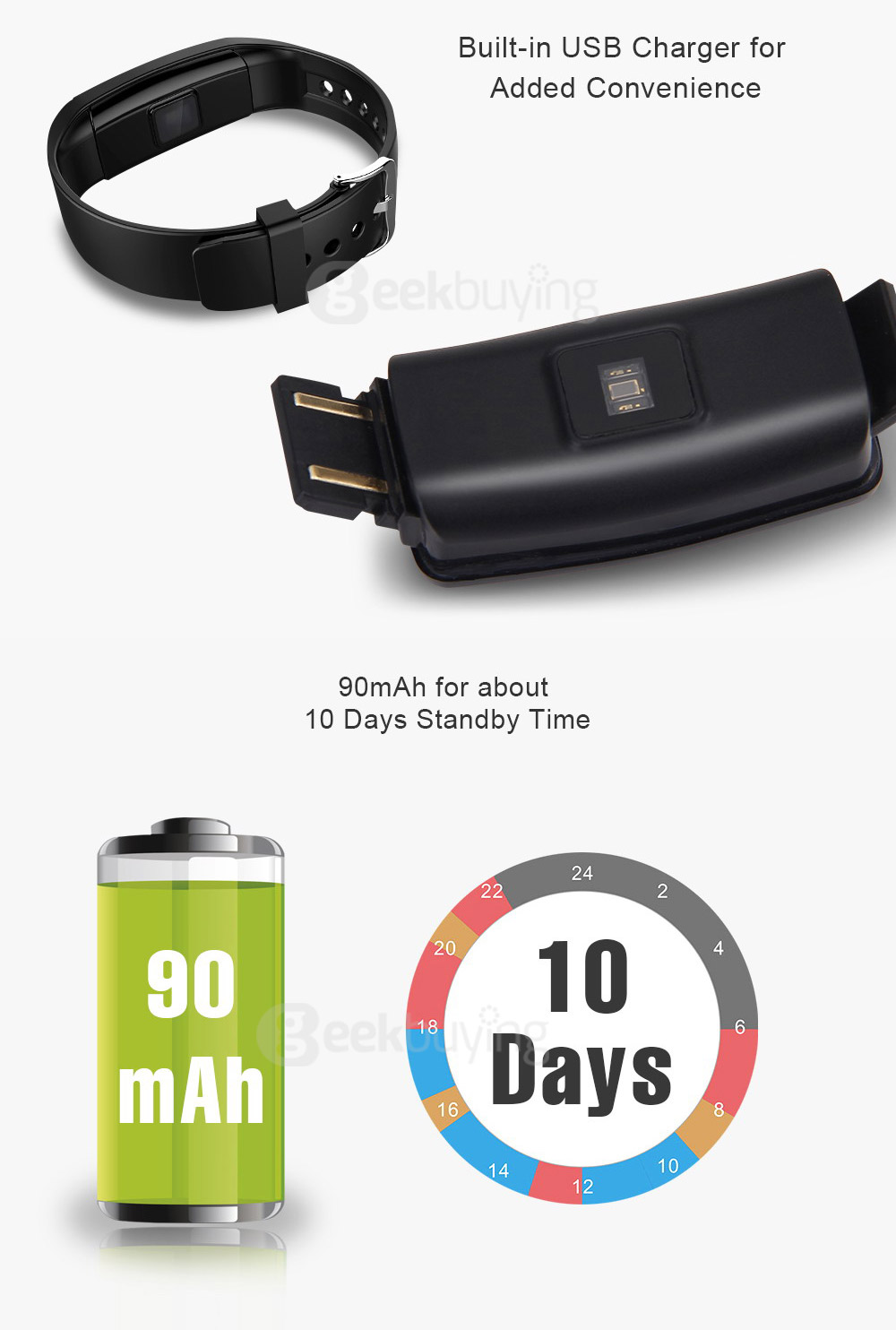 Makibes S1 Bluetooth 4.0 Heart Rate Monitor Smartband Call Reminder Remote Camera Fitness Tracker OLED Display For Android iOS - Black