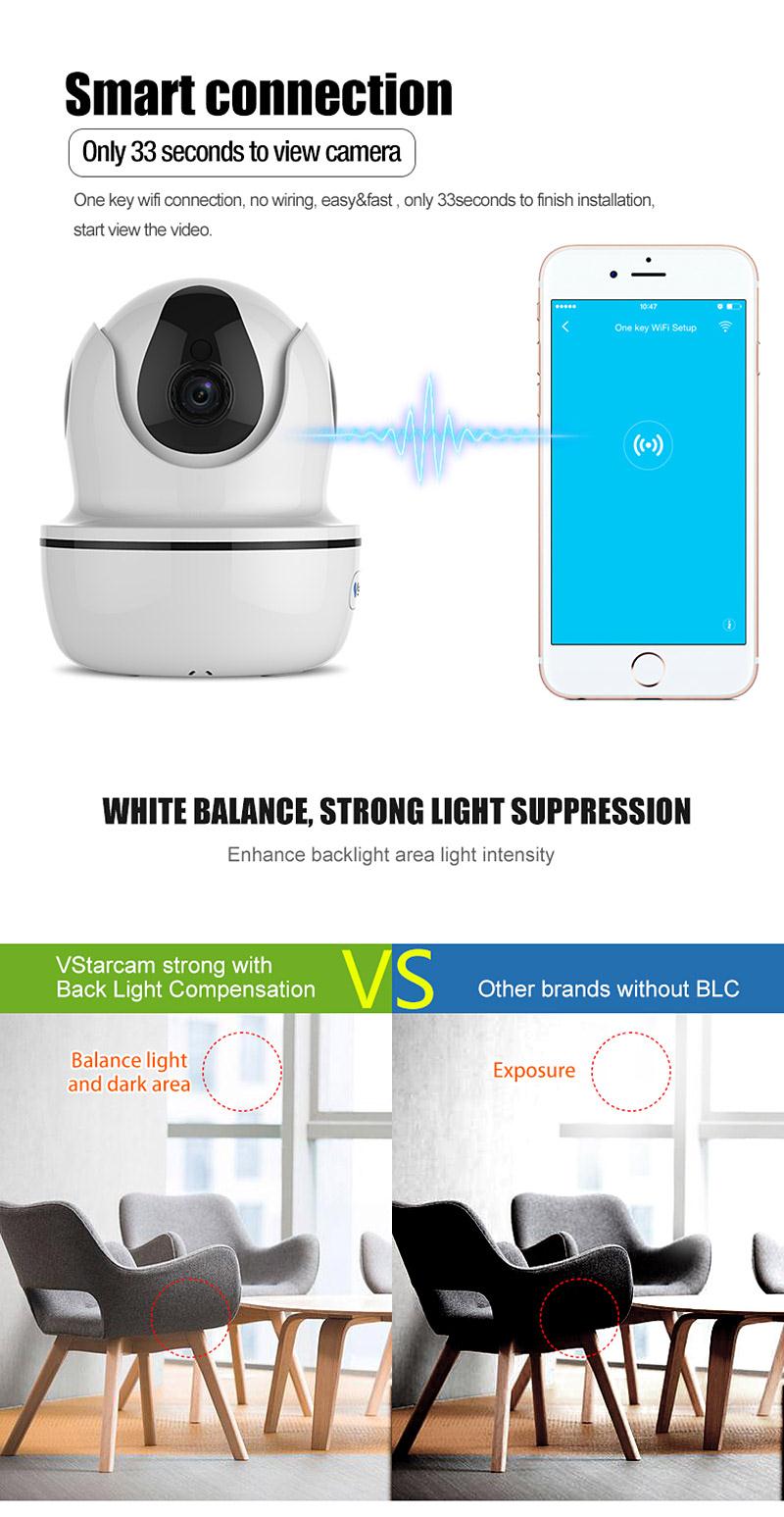 Vstarcam D26S 2.0MP HD WiFi Wireless Security IP Camera Remote Control Household Electronics Devices - White