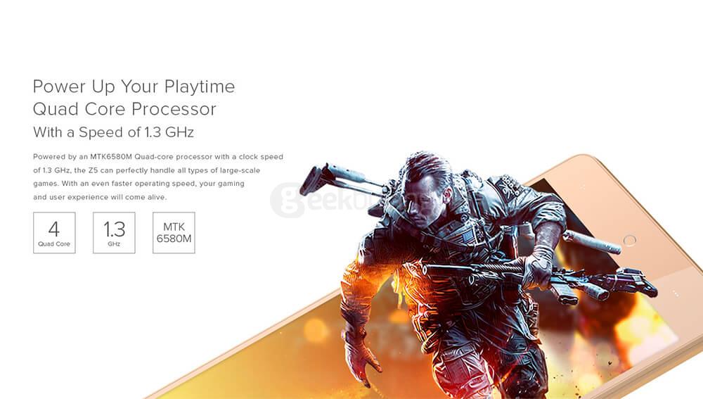 [HK Stock]LEAGOO Z5C 5.0 Inch 8GB ROM 5.0MP Cam SC7731C Quad Core 1.3GHz Android 6.0 Smartphone Smart Wake - Gold