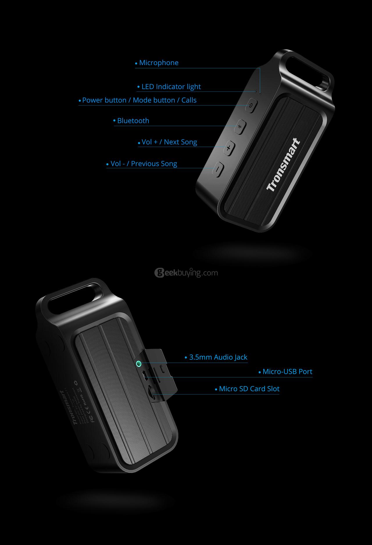 Tronsmart Element T1 Portable Bluetooth 4.2 Speaker - Black