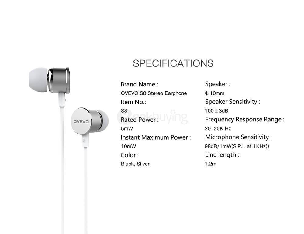 OVEVO S8 Wired In-ear Earphones - Black