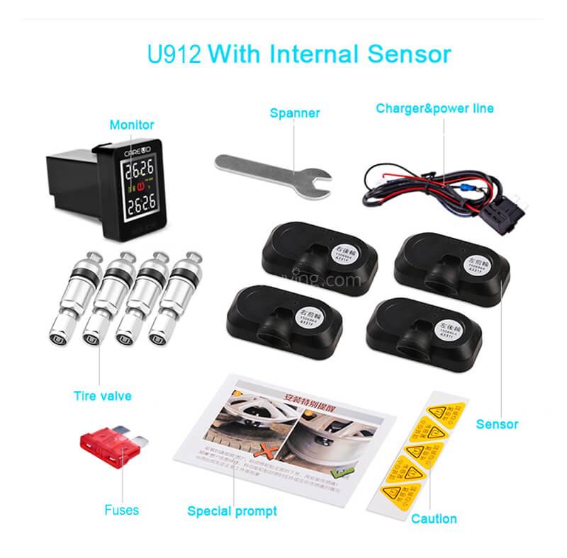 CAREUD U912NF Wireless TPMS Tire Pressure Monitor System Internal Sensors  - Black