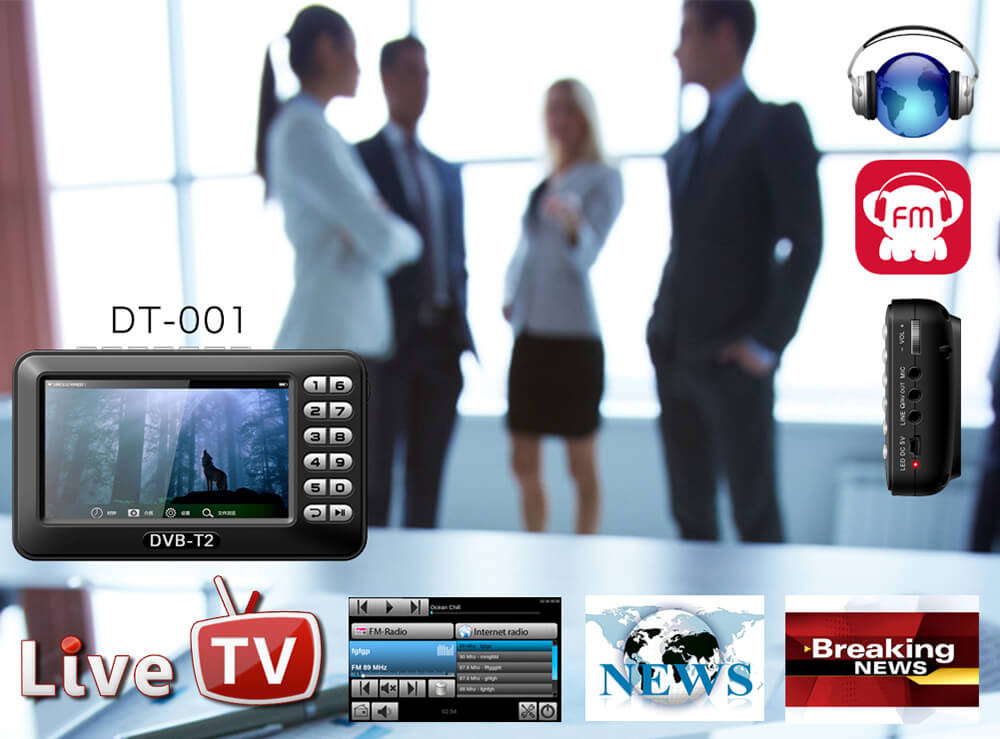 DT001 DVB-T2 800*480P Mobile Digital TV Support FM Radio