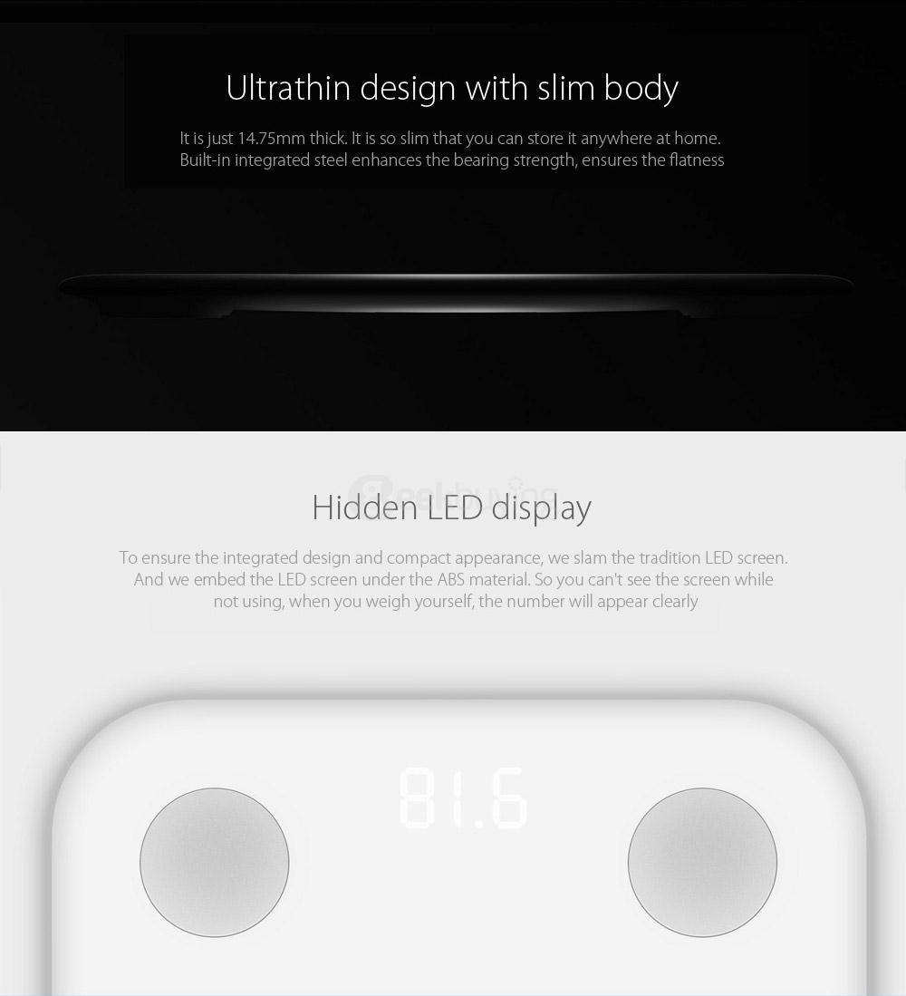 Xiaomi Mi Body Fat Scale Bluetooth 4.0 LED Display for Android iOS - White