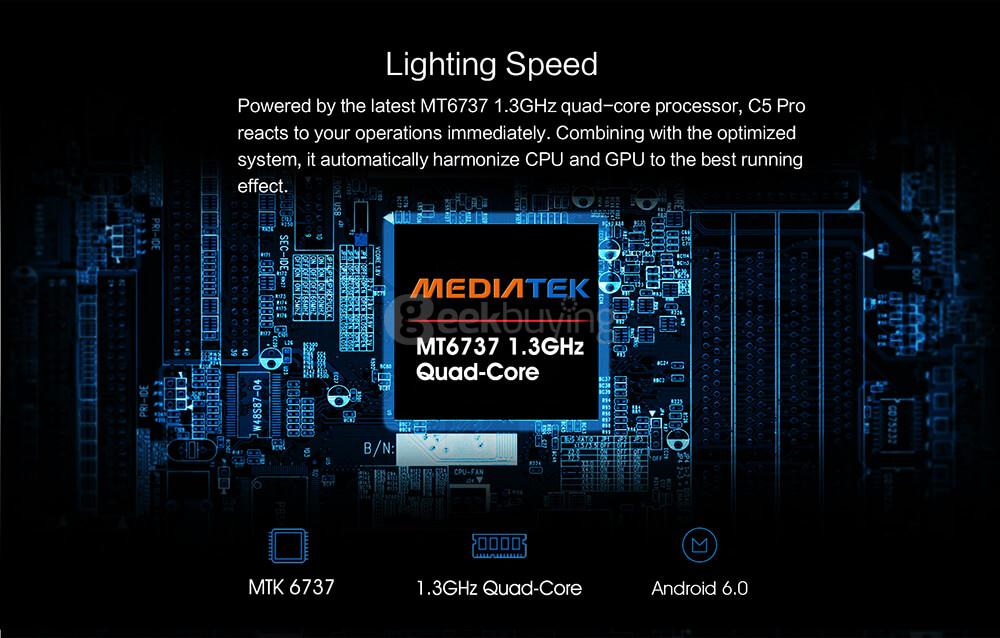 [HK Stock]OUKITEL C5 Pro 5.0 Inch HD Screen 2GB RAM 16GB ROM 5.0MP Cam MT6737 Quad core Android 6.0 4G LTE Smartphone 2000mAh Quick Gestures - Black