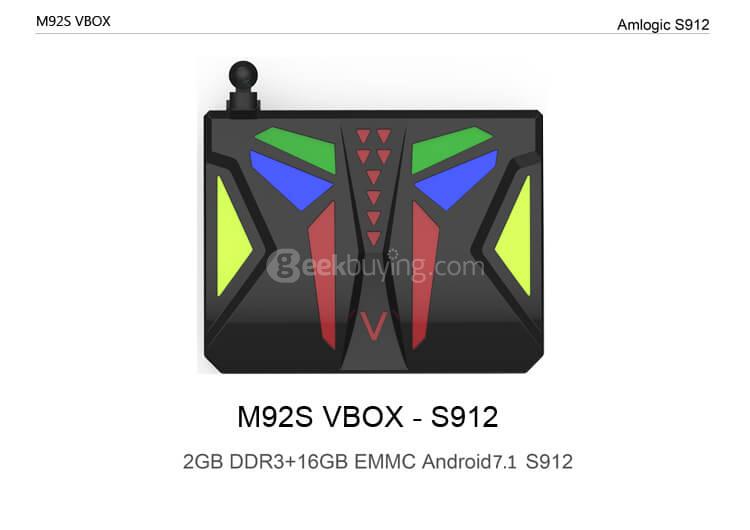 M92S VBOX Android 7.1.1 4K HDR TV BOX Amlogic S912 2G/16G 802.11AC WIFI 1000M LAN Bluetooth HDMI CEC