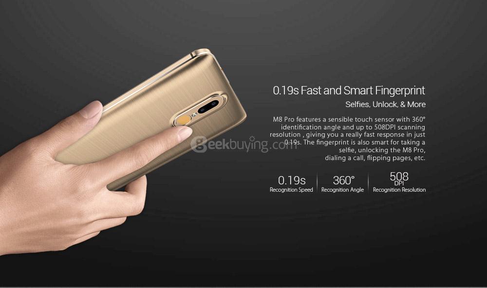 [HK Stock]LEAGOO M8 PRO 5.7 Inch HD 2.5D Corning Gorilla Glass 4 Screen 2GB RAM 16GB ROM MT6737 Quad Core 1.3GHz Android 6.0 4G Smartphone 13.0MP + 5.0MP Dual Rear Cam HIFI Touch ID 3500mAh - Gold
