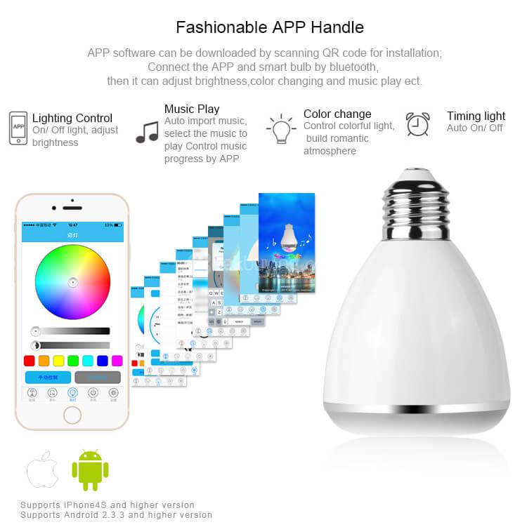 BL08A Intelligent LED Bulb with Bluetooth Audio -White