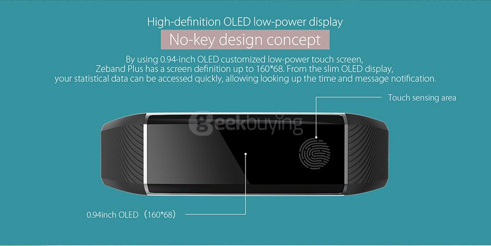 Zeblaze Zeband Plus Smart Bracelet Dynamic Heart Rate Monitor IP67 Water Resistant Swimming Mode Pedometer Sleep Tracker Compatible with iOS/Android - Black