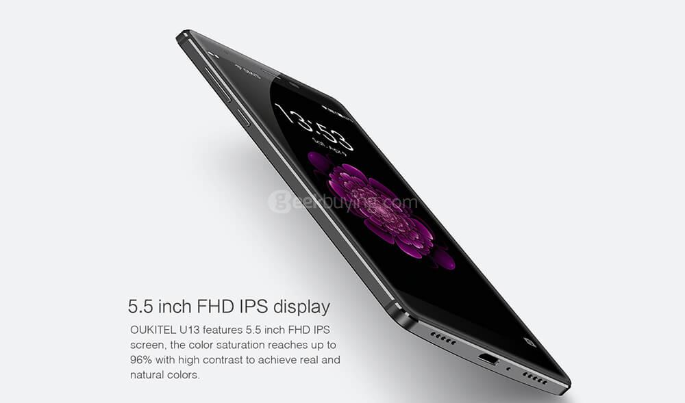 [HK Stock]Oukitel U13 5.5 Inch 2.5D FHD Screen 3GB RAM 64GB ROM 16.0MP Cam MT6753 Octa Core 1.3GHz  Android 6.0 Smartphone OTA Update Fingerprint Touch ID Metal Body - Gray