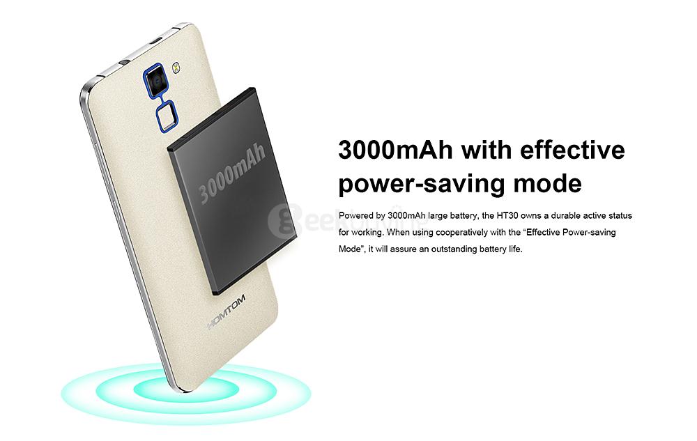 [HK Stock] HOMTOM HT30 5.5 Inch HD Screen 8GB ROM 8.0MP Cam MT6580 Quad Core 1.3GHz Android 6.0 Smartphone 3000mAh Touch ID - White