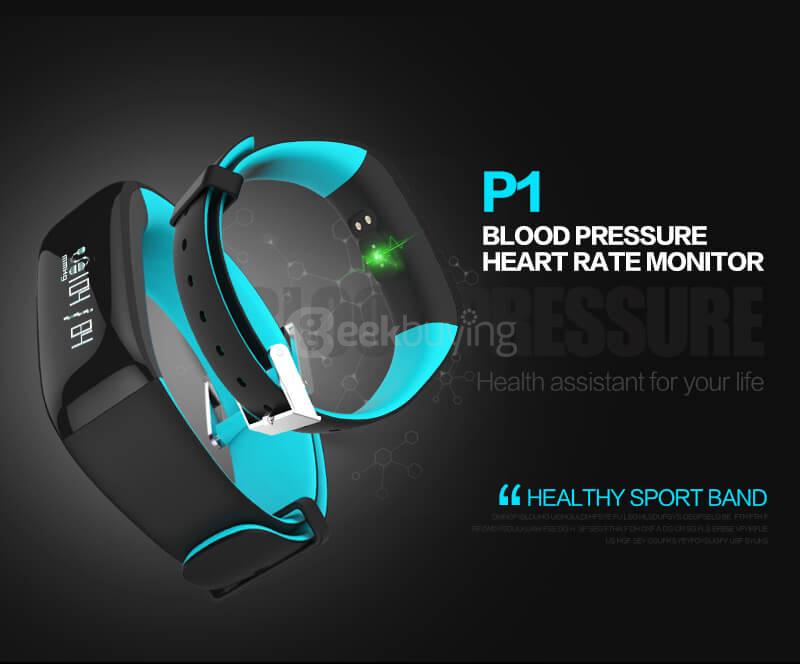P1 Bluetooth Smartband Pedometer Blood Pressure Heart Rate Monitor Call Reminder Compatible with Android/IOS - Red