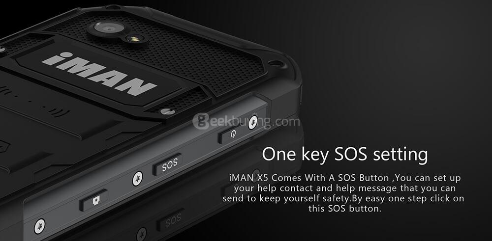 IMAN X5 IP67 Waterproof 4.5 Inch 8GB ROM 5.0MP Cam MT6580 Quad Core 1.3GHz Android 5.1 Rugged Smartphone 3000mAh- Black