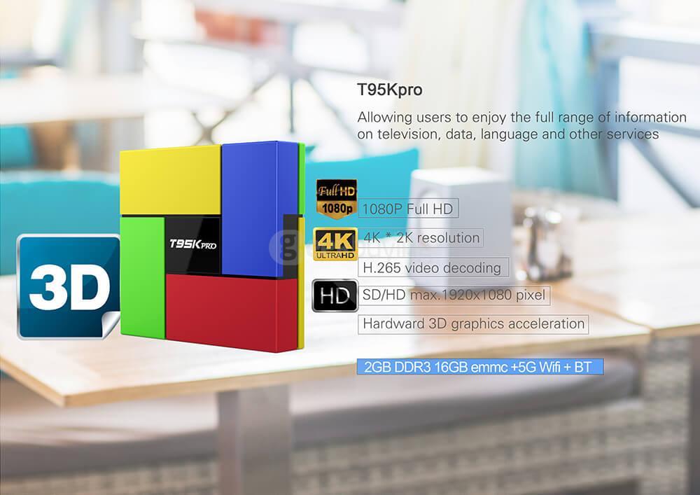 T95K Pro Amlogic S912 Android 6.0 2G/16G TV BOX 802.11ac WIFI Gigabit LAN Bluetooth KODI LED Display