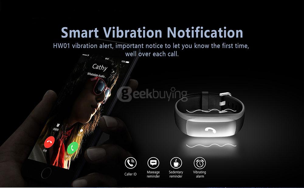 Lenovo HW01 Bluetooth 4.2 Smart Wristband Dynamic Heart Rate Moniter Pedometer Fitness Tracker for Android iOS - Black