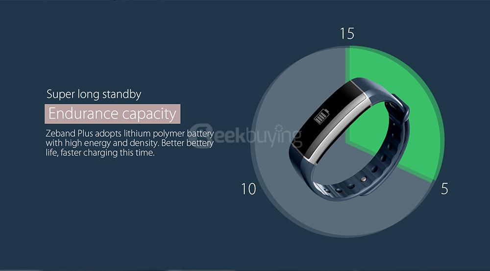 Zeblaze Zeband Plus Smart Bracelet Dynamic Heart Rate Monitor IP67 Water Resistant Swimming Mode Pedometer Sleep Tracker Compatible with iOS/Android - Blue