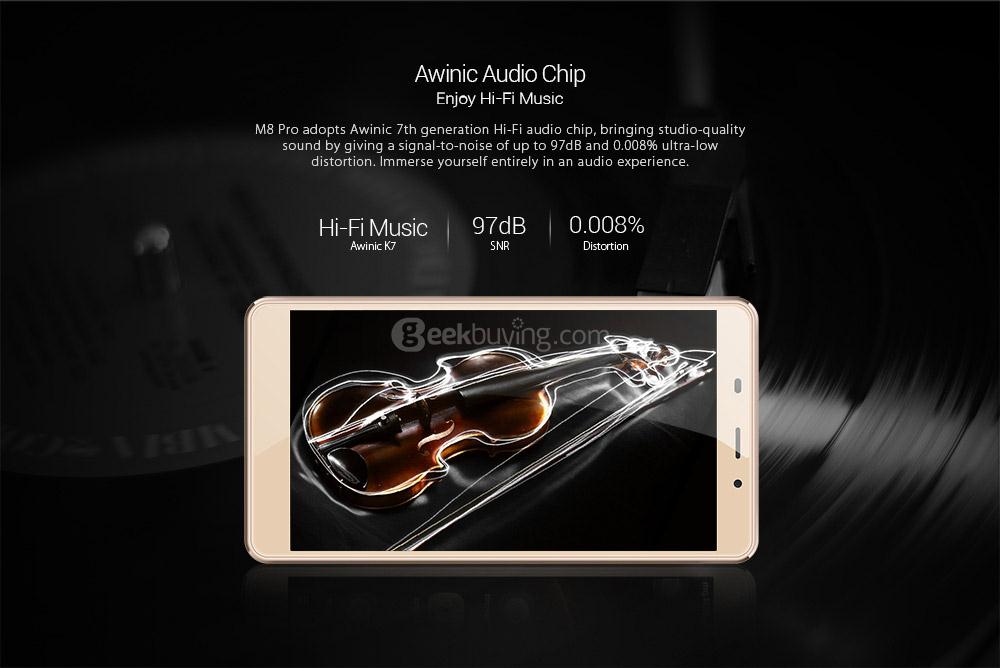 [HK Stock]LEAGOO M8 PRO 5.7 Inch HD 2.5D Corning Gorilla Glass 4 Screen 2GB RAM 16GB ROM MT6737 Quad Core 1.3GHz Android 6.0 4G Smartphone 13.0MP + 5.0MP Dual Rear Cam HIFI Touch ID 3500mAh - Gold