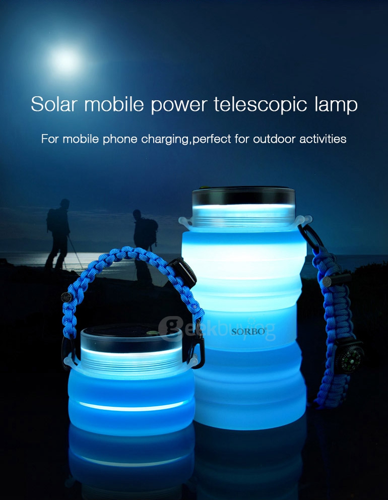 Sorbo Multi-functional Portable Telescopic Cup Solar Energy Charging with USB Interface 700ml Capacity  - Blue