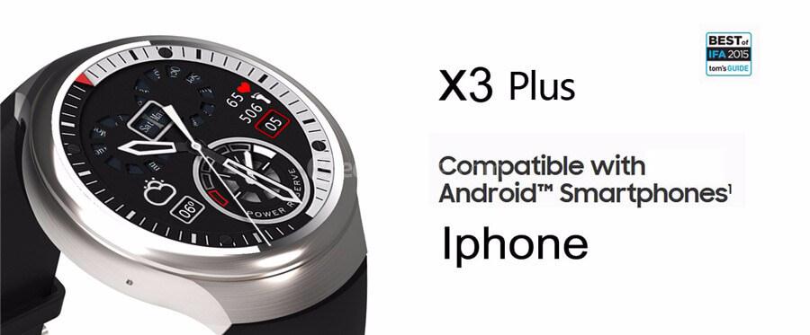 Makibes X3 Plus 3G Smartwatch Phone Android 5.1  MTK6580 Quad Core 1GB RAM 8GB ROM Heart Rate Compatible with iOS Android - Black