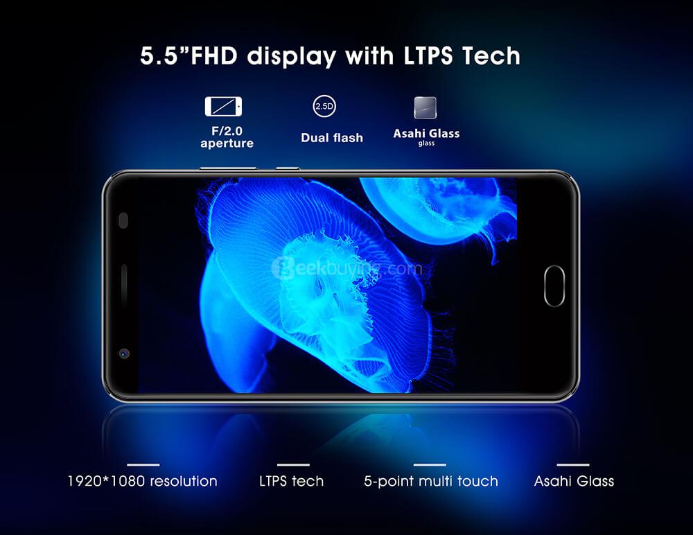 [HK Stock]OUKITEL K6000 PLUS 5.5 Inch FHD 2.5D Asahi Glass Screen 4GB RAM 64GB ROM 16MP Cam MT6750T Octa Core 4G LTE Android 7.0 Smartphone Touch ID 6080mAh Big Battery HiFi - Gold