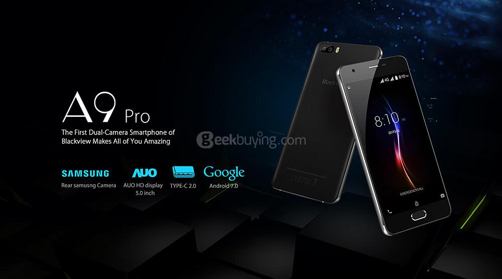 [HK Stock]Blackview A9 Pro 5.0 Inch HD Screen 2GB RAM 16GB ROM 8.0MP Cam MTK6737 Quad Core Android 7.0 4G Smartphone Fingerprint ID Dual Rear Camera- Gold