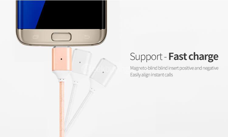 POFAN P11 Data Transmission Micro USB Magetic Transmission Charging Line Cable Data Line - Rose Gold