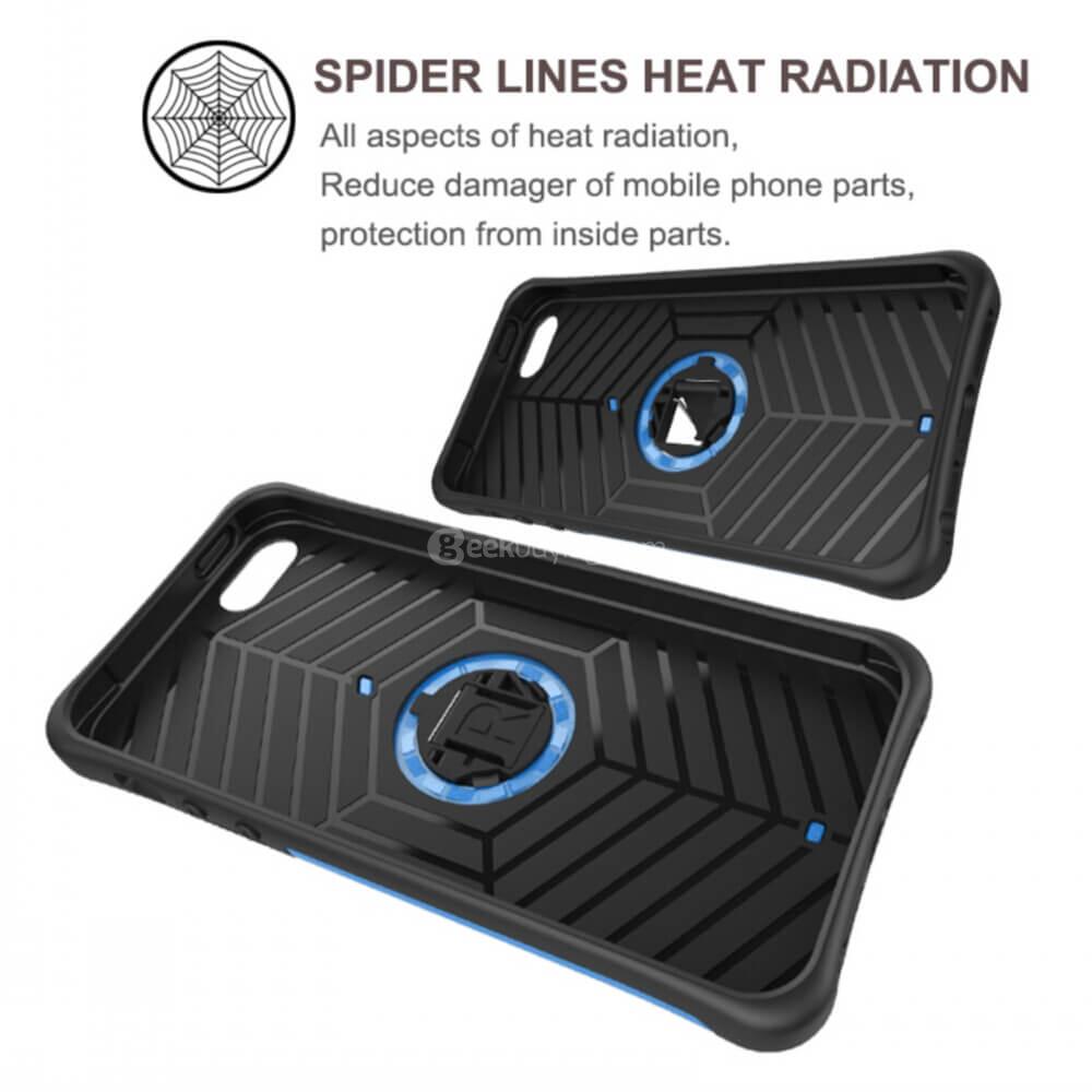 Armour Series Protective Phone Case 360 Degree Rotating Bracket Stand Cover Screen Protector For iPhone5/5S/5SE  - Black