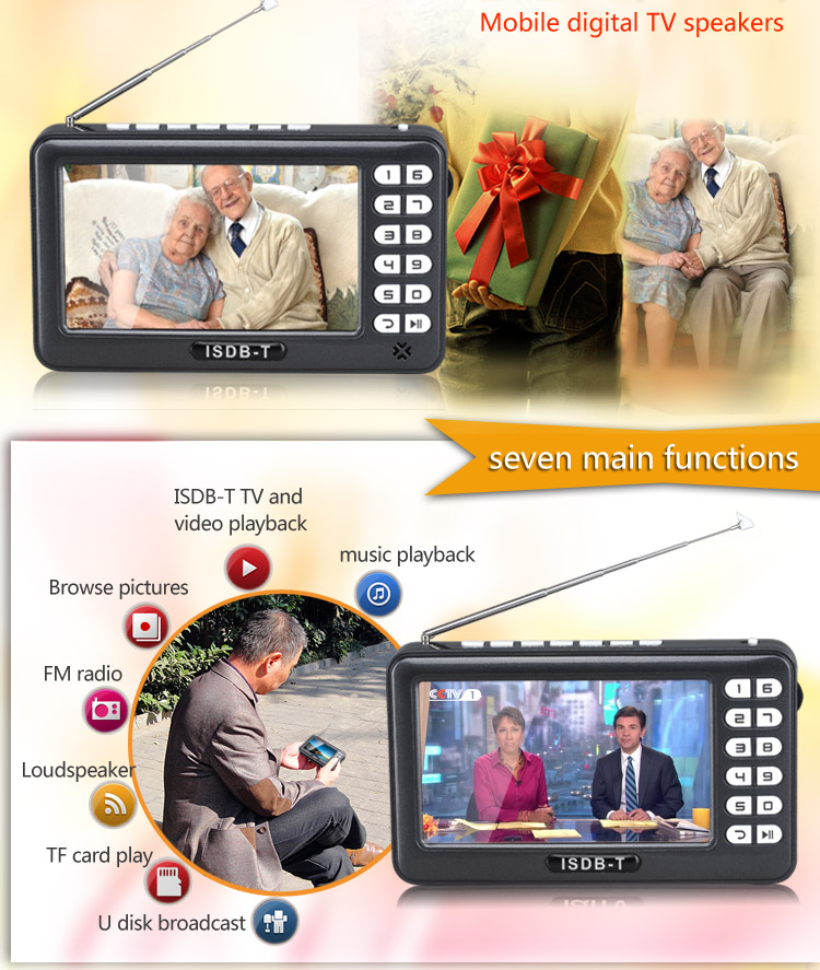 DT003 ISDB-T One-seg Mobile Digital TV Support FM Radio