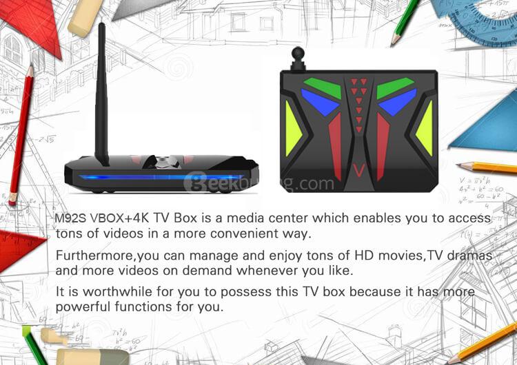 M92S VBOX Android 7.1.1 4K HDR TV BOX Amlogic S912 2G/16G 802.11AC WIFI 1000M LAN Bluetooth HDMI CEC
