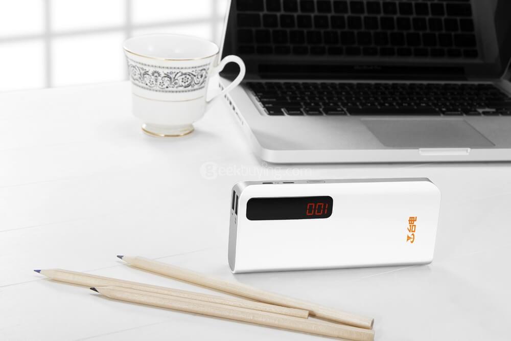 Original Teclast T100CE 10000mAh Power Bank 8 Pin and Micro USB Dual Input Intelligent Digital Display for Smart Phone - White