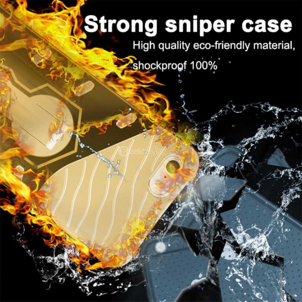 Armour Series Protective Phone Case 360 Degree Rotating Bracket Stand Cover Screen Protector For iPhone5/5S/5SE  - Black